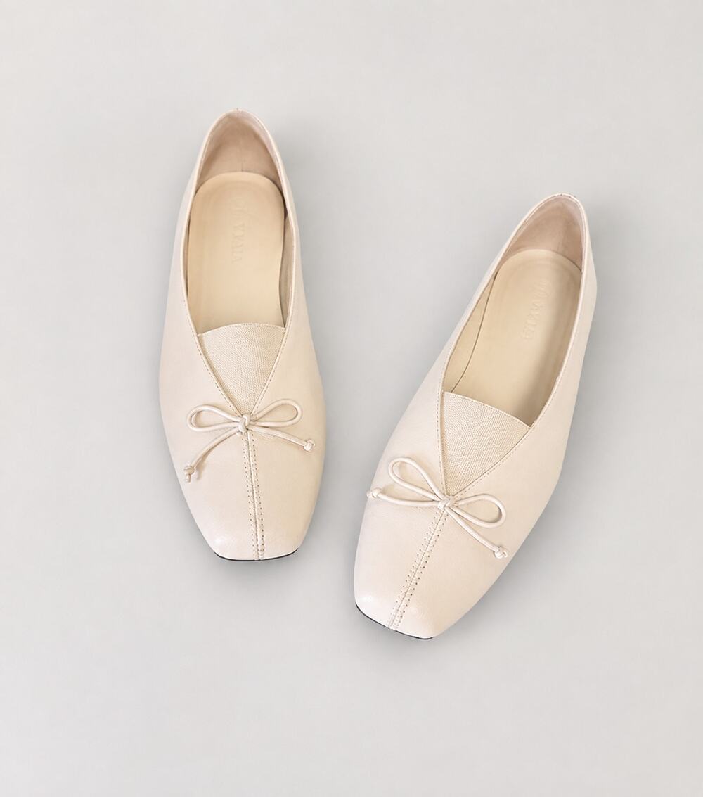 M.Gemi The Una Fiocco Ballet Ecru Nappa Leather Flats Womens EU40/US9
